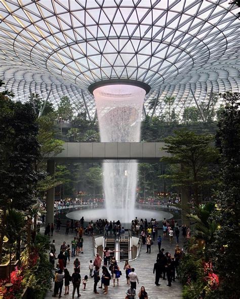 singapore airport indoor waterfall